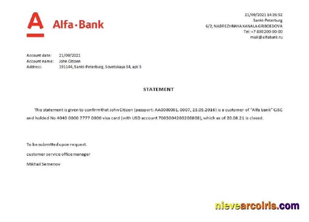 Russia Alfa bank closure reference